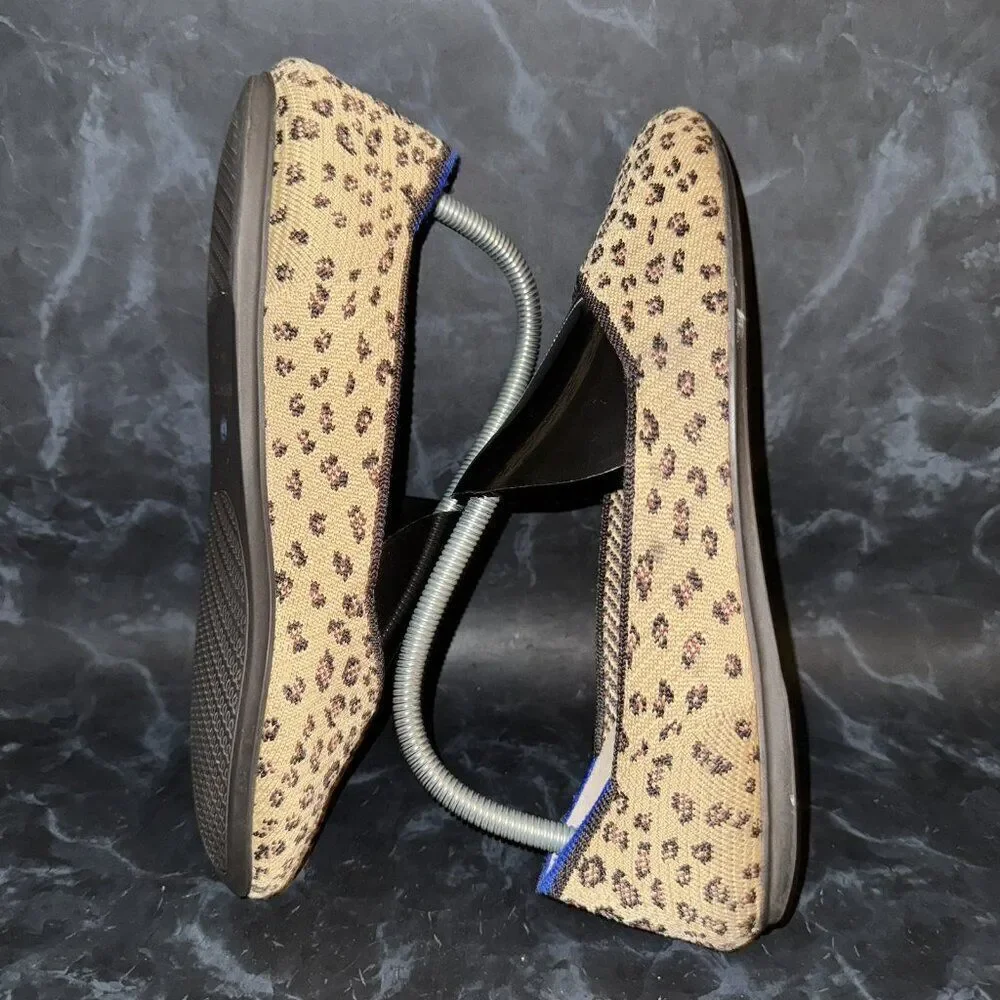 Rothy's The Flat Cheetah Print Knit Slip On Ballet Flats Shoe Womens Size 8.5